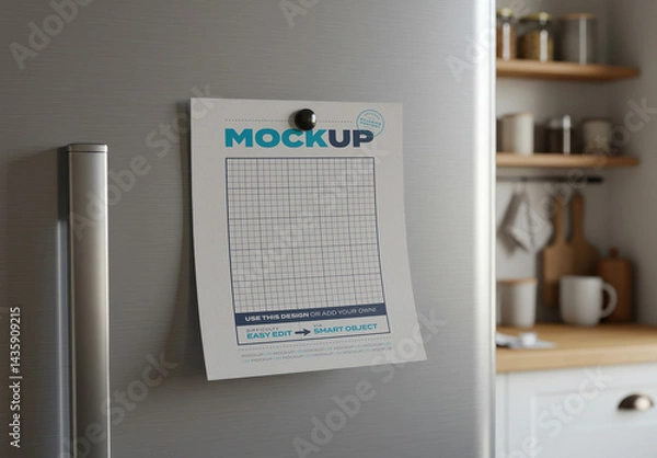 Obraz Note Paper pin to Fridge Mockup