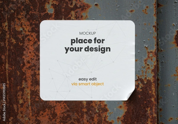 Obraz Sticker on Rusty Surface Mockup