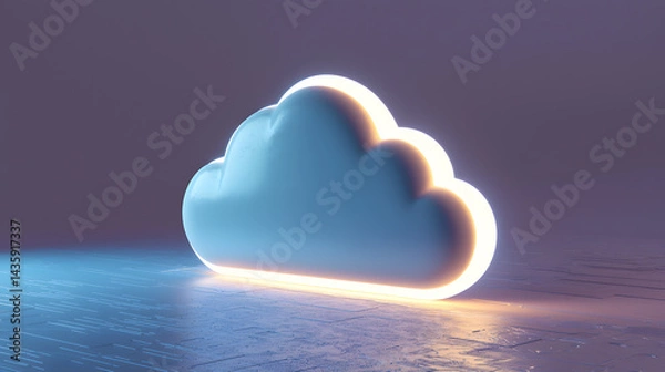 Obraz Digital cloud icon creation virtual space graphic design minimal environment 3d view conceptual representation