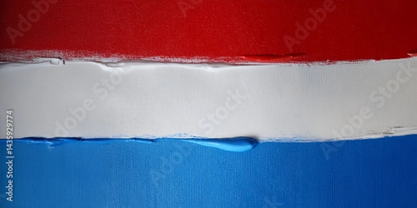 Obraz Abstract oil paint in the colors of the flag of Luxembourg. Stylised Luxembourgish flag brushstroke concept on canvas.