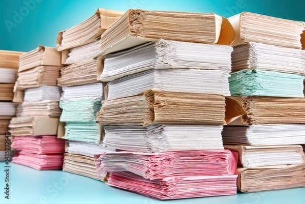 Fototapeta Colorful Stacked Paper Sheets An Abundance of Material for Art and Creative Projects