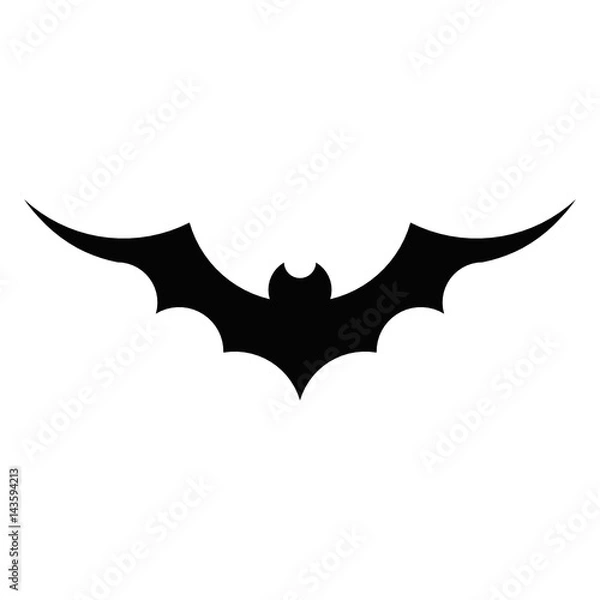 Obraz Raster illustration. Simple illustration of bat icon for web. Horror bat to celebrate Halloween. Halloween Flying Bat. Silhouette bat