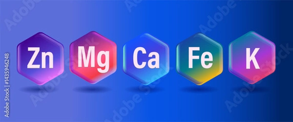 Fototapeta zinc, calcium, magnesium, potassium, iron - the main microelements (minerals) for human health. Nutrients