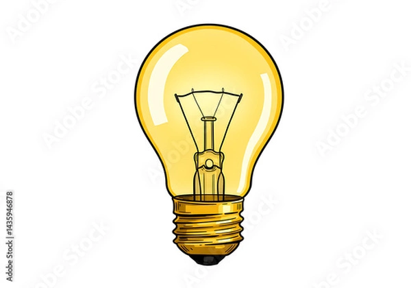 Fototapeta Bright Yellow Light Bulb Stock Photo: Idea, Innovation, Energy