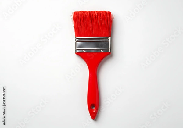 Fototapeta Red Paintbrush on White Background: High-Resolution Stock Photo