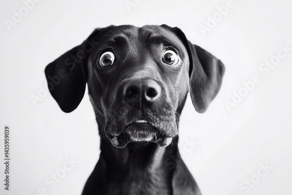 Fototapeta Very surprised dog looking directly into the camera, generated AI