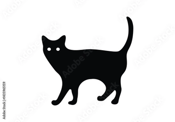 Obraz Set of cats silhouette in different poses. Hand drawn black cats isolated on white background. Vector illustration. best logo designs.