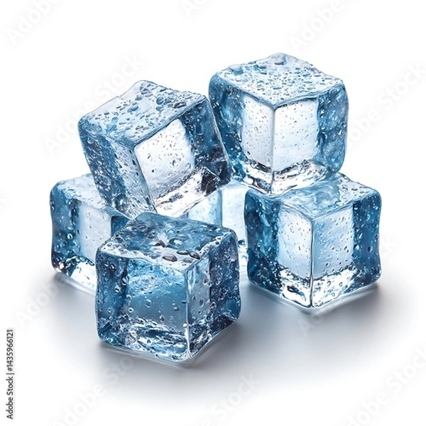 Fototapeta Pile of ice cubes isolated on white background