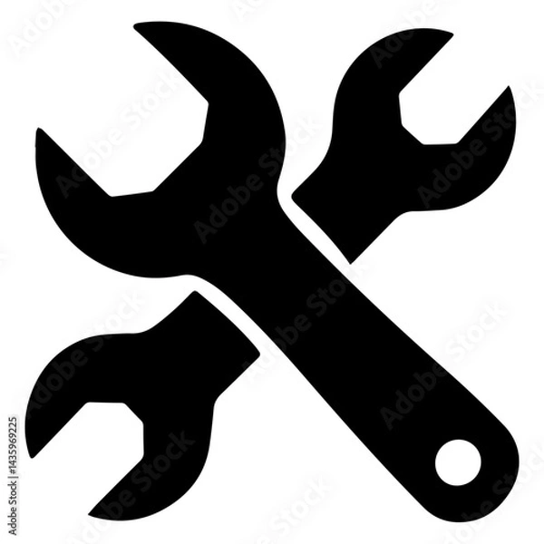 Obraz Black wrench icon vector illustration.
