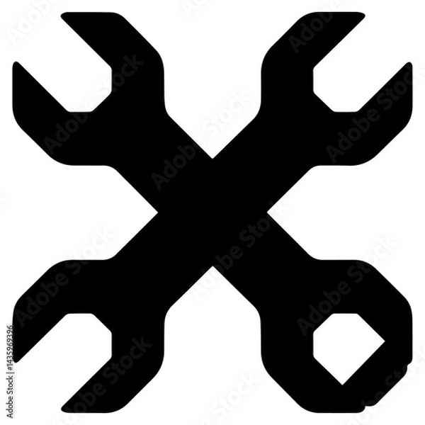 Obraz Black wrench icon vector.