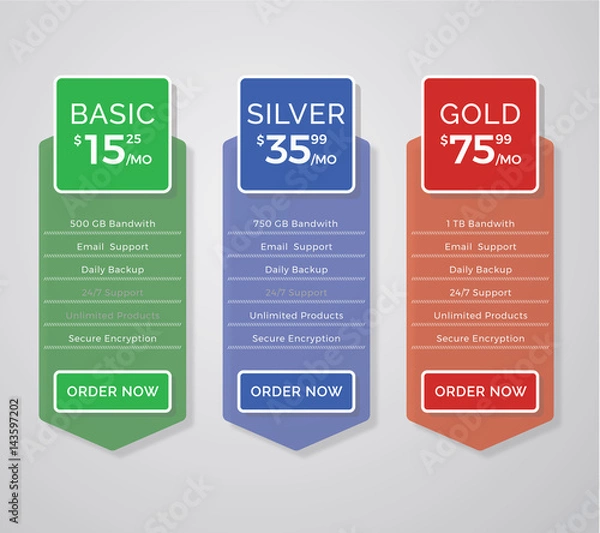 Fototapeta Pricing Tables