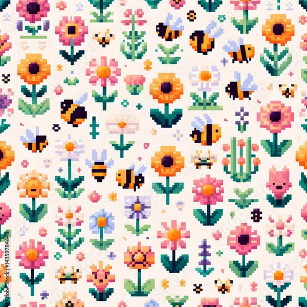 Fototapeta Designs of "8-Bit Flowers in Pixel Garden – Retro Game Style"