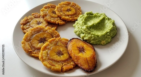 Obraz Fried Plantains with Avocado Dip: A Caribbean Delight