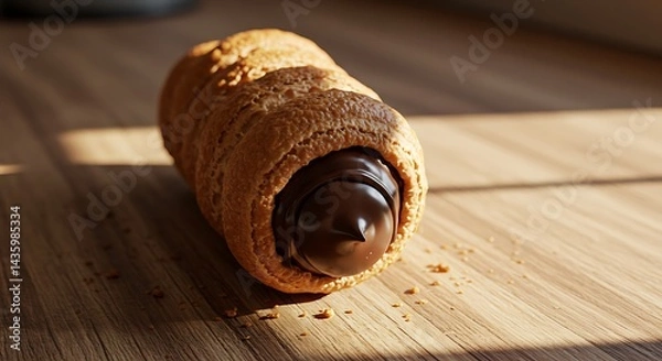 Obraz Cream Horn Delight: Pastry Filled with Chocolate Cream