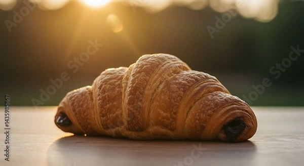 Obraz Golden Hour Croissant: Freshly Baked Delight