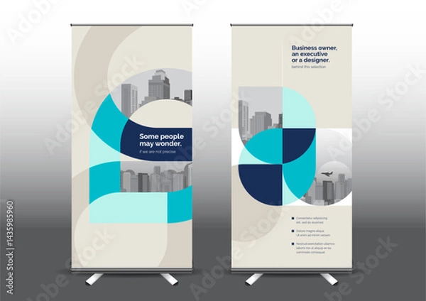 Fototapeta RollUp template vector illustration, Designed for style applied to the expo. Publicity banners, business model vertical.	