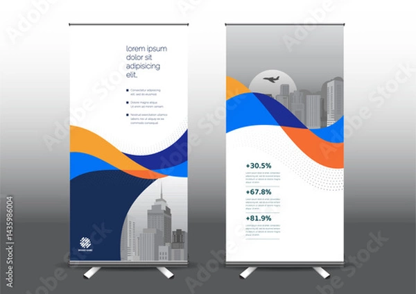 Fototapeta RollUp template vector illustration, Designed for style applied to the expo. Publicity banners, business model vertical.	