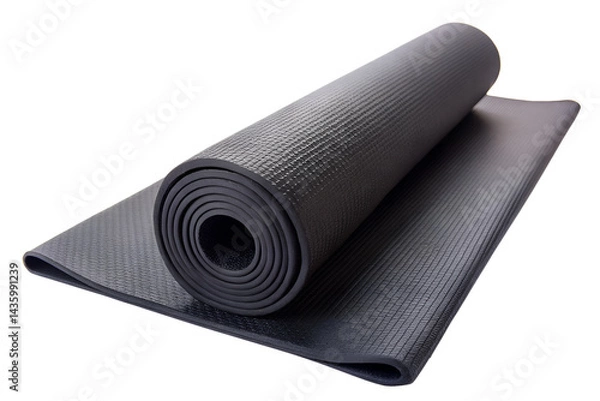 Obraz Black Yoga Mat Isolated on Transparent PNG Background