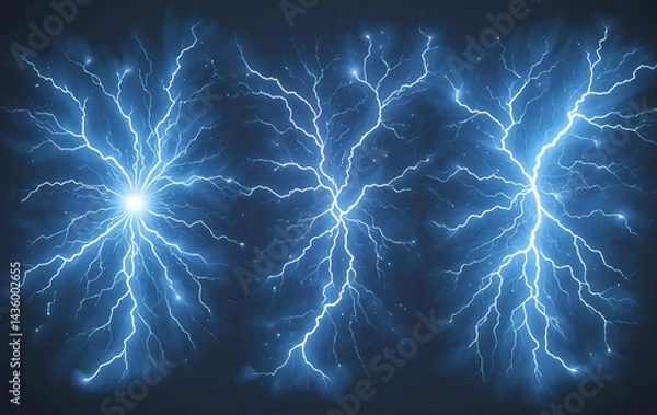 Fototapeta A transparent background with a lightning strike and ball lightning effects