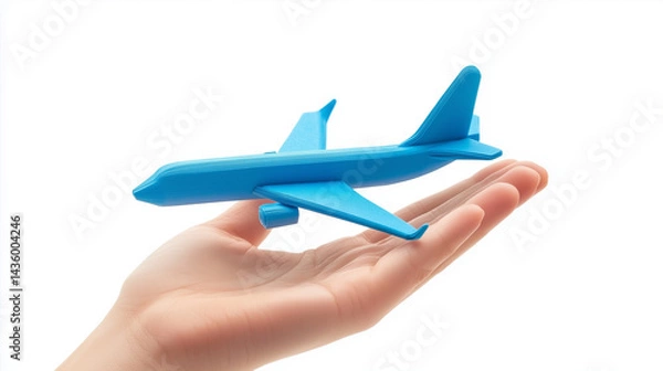 Obraz "With a blue paper plane in hand, the world of travel booking feels within reach, ready to take flight."

