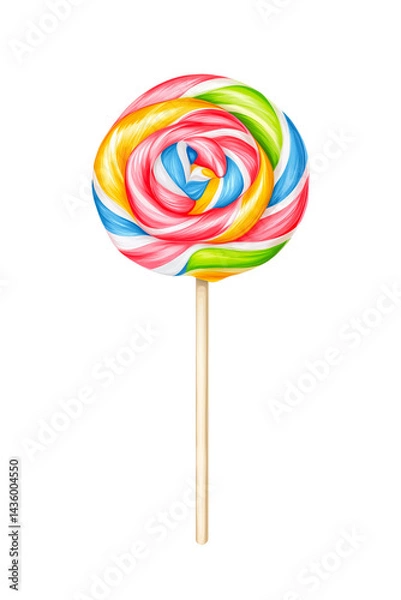 Fototapeta Colorful round lollipop isolated on transparent background