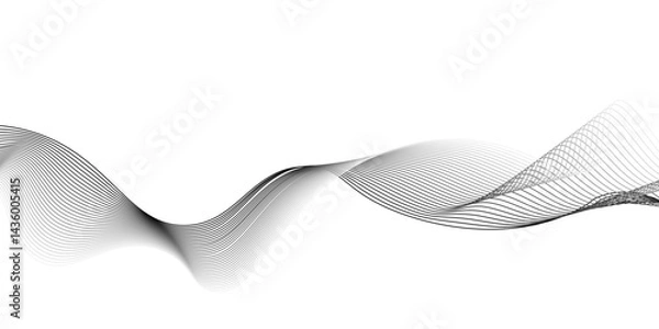 Fototapeta Abstract black wave banner template.Abstract black wave lines on white background.science, music concept vector background illustration,Stylized line art background,