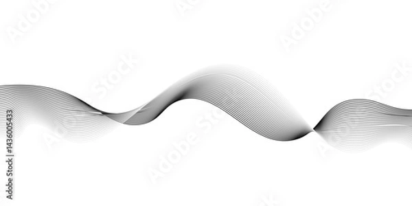 Fototapeta Abstract black wave banner template.Abstract black wave lines on white background.science, music concept vector background illustration,Stylized line art background,