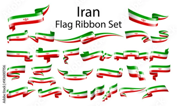 Obraz Iran ribbon flag set