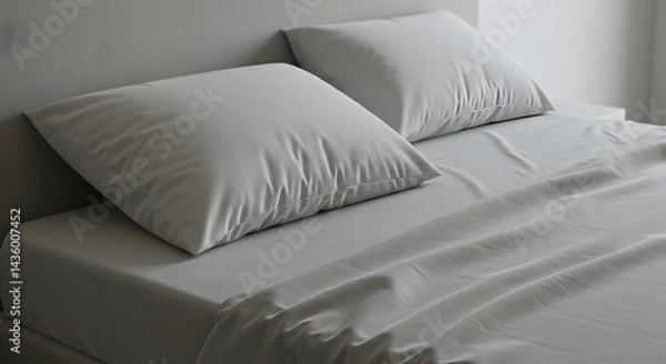 Fototapeta Clean White Bedding Offers a Relaxing Place for a Restful Night