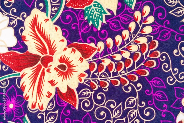 Fototapeta Charm of batik with various patterns and colors with floral motifs.