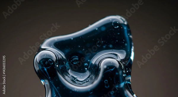 Fototapeta Abstract Blue Fluid With Bubbles Creates a Captivating Visual Texture