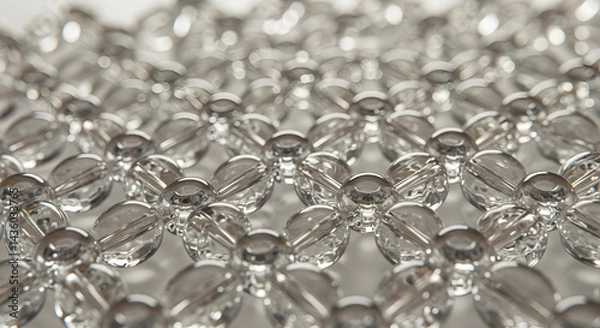 Fototapeta Abstract Pattern Of Interconnected Clear Glass Beads Close Up Shot