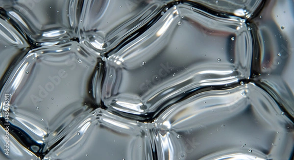 Fototapeta Fluidity And Reflections: Abstract Glass Surface With Water Droplets Close Up
