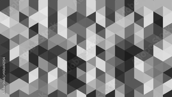 Fototapeta Abstract gray seamless geometric pattern polygon mosaic vector background illustration. Seamless black and white geometric pattern low-poly backdrop background. Black white triangle geometric pattern
