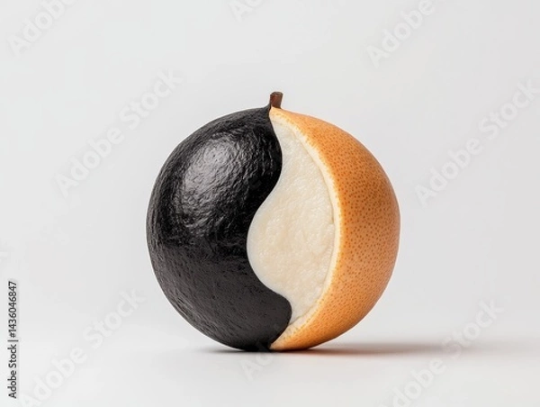 Obraz A fresh, orange half pumpkin and a half apple, both healthy autumn fruits