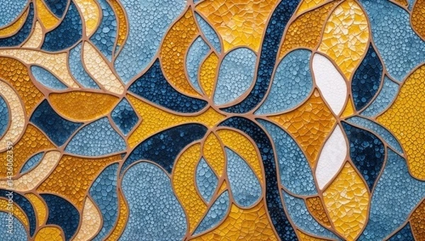 Fototapeta Yarrow golden yellow ceramic mosaic abstract design pattern artwork