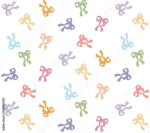 Fototapeta Pastel Ribbon Bow Collection - Cute Flat Vector Illustrations for Invitations and Scrapbooking