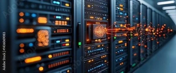 Fototapeta AI Powered Server Farm