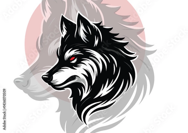 Fototapeta Dire Wolf Side Head Silhouette Vector