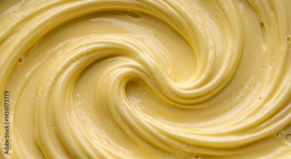 Fototapeta Swirling Texture Of Creamy Yellow Fluid With A Smooth And Shiny Surface