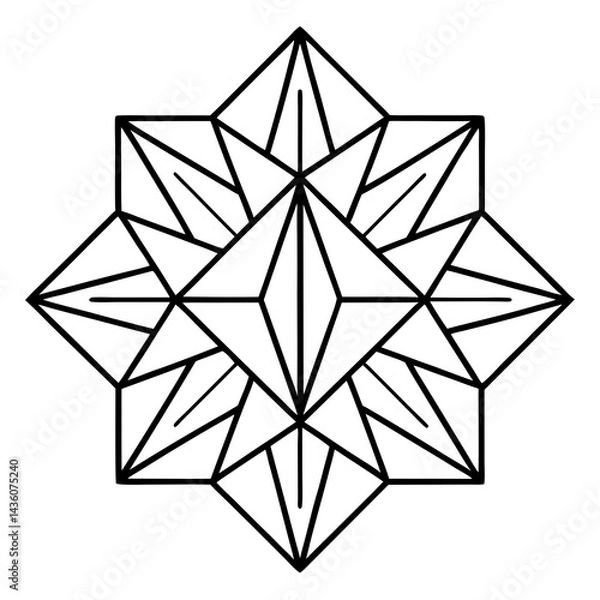 Fototapeta Minimal Crystal Energy Mandala Vector on White