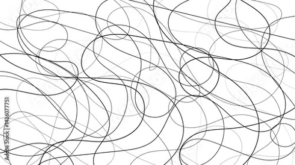 Fototapeta Elegant abstract pattern of chaotic golden line strokes on a white backdrop. A vibrant and decorative design featuring tangled, flowing curves and geometric randomness—perfect for luxurious digital a