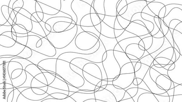 Fototapeta Elegant abstract pattern of chaotic golden line strokes on a white backdrop. A vibrant and decorative design featuring tangled, flowing curves and geometric randomness—perfect for luxurious digital a
