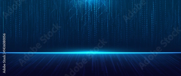 Fototapeta Futuristic Technology Background with Digital Data Flow and Circuit Lines for AI, business technology, cybersecurity, and innovation.