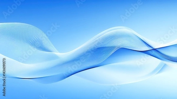 Fototapeta Abstract Blue Gradient Background with Subtle Wave-Like Textures, Calming and Minimalist, Soft Ambient Glow, Serene and Versatile Backdrop