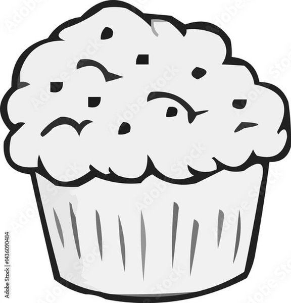 Fototapeta Delicious Homemade Blueberry Muffin Illustration Perfect for Bakery Menu or Cookbook Design