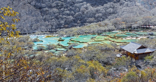 Fototapeta Beautiful Multi-Colored Pond in the Huanglong National Park near Jiuzhaijou - SiChuan, China