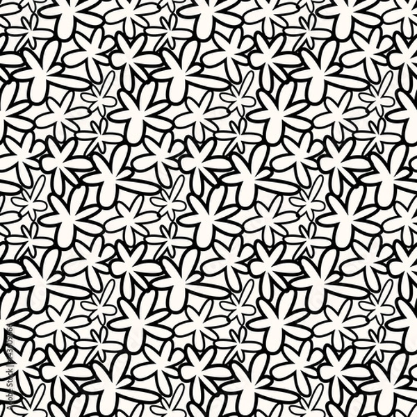 Obraz Abstract floral pattern. Seamless vector background. Black and white ornament. Graphic modern pattern.