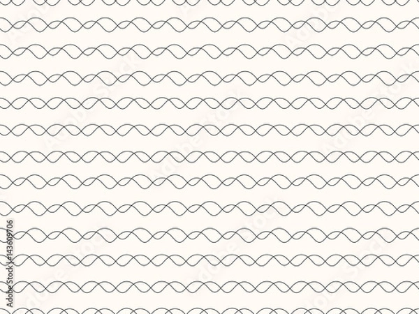 Obraz Black seamless wavy line pattern vector illustration
