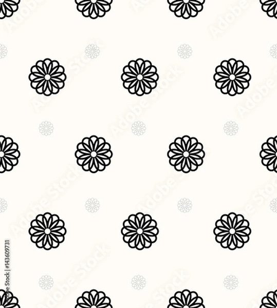 Obraz Abstract floral pattern. Seamless vector background. Black and white ornament. Graphic modern pattern.